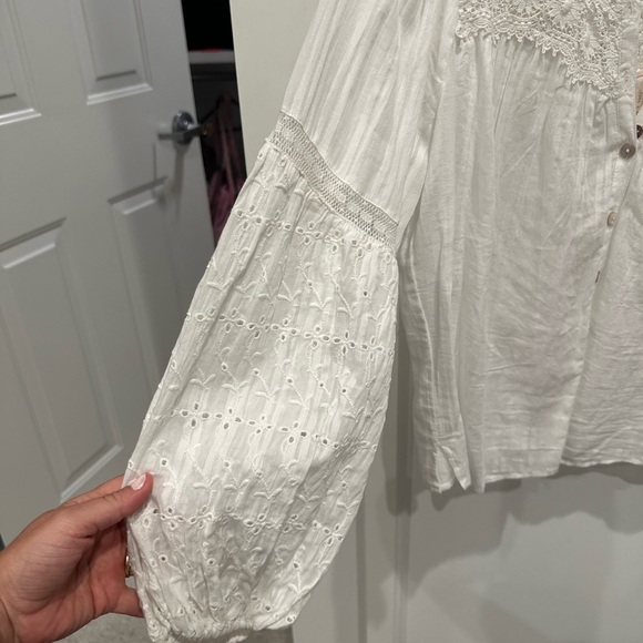 NEW LOVESHACKFANCY Lillith blouse in true white- xs - Picture 3 of 7